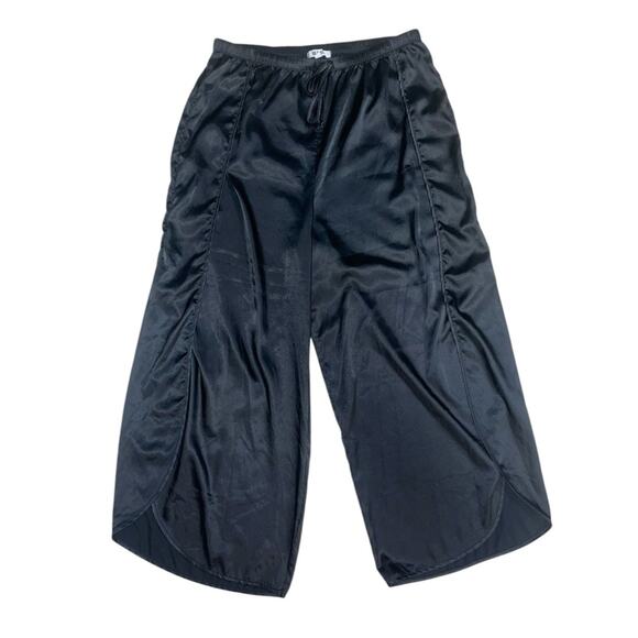 BB Dakota Pants - BB Dakota Black Satin Flowy Casual Lounge Pants Wide Leg Women’s Size Large